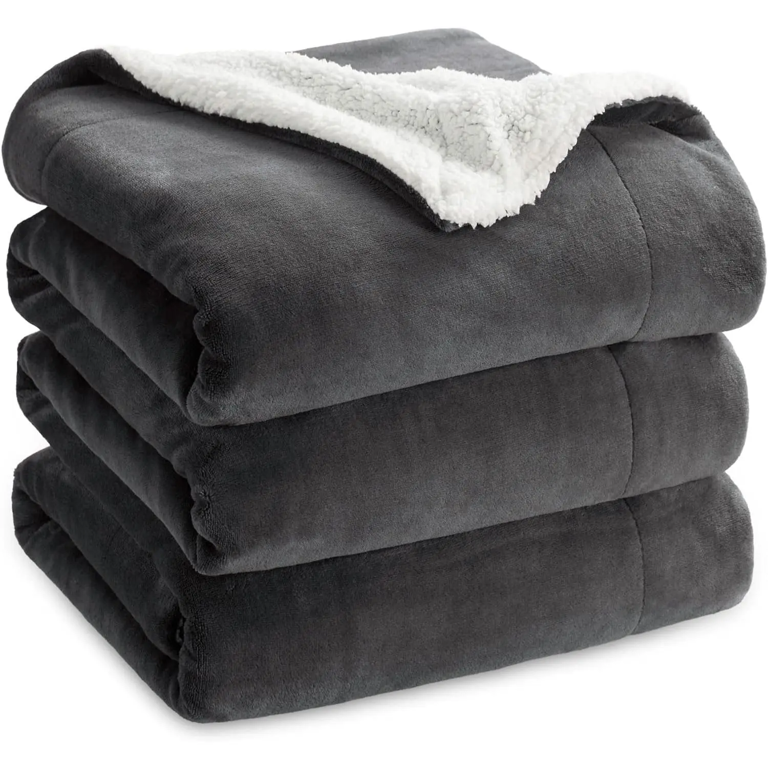 Sherpa Blankets King Size for - Thick and Warm, Fuzzy Plush King for Winter, Charcoal, 108x90 Inches