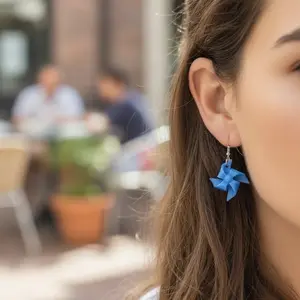 Colorful Pinwheel Earrings, Windmill Dangle Earrings, Lightweight Statement Earrings, Cute Geometric Earrings, Gift for Her