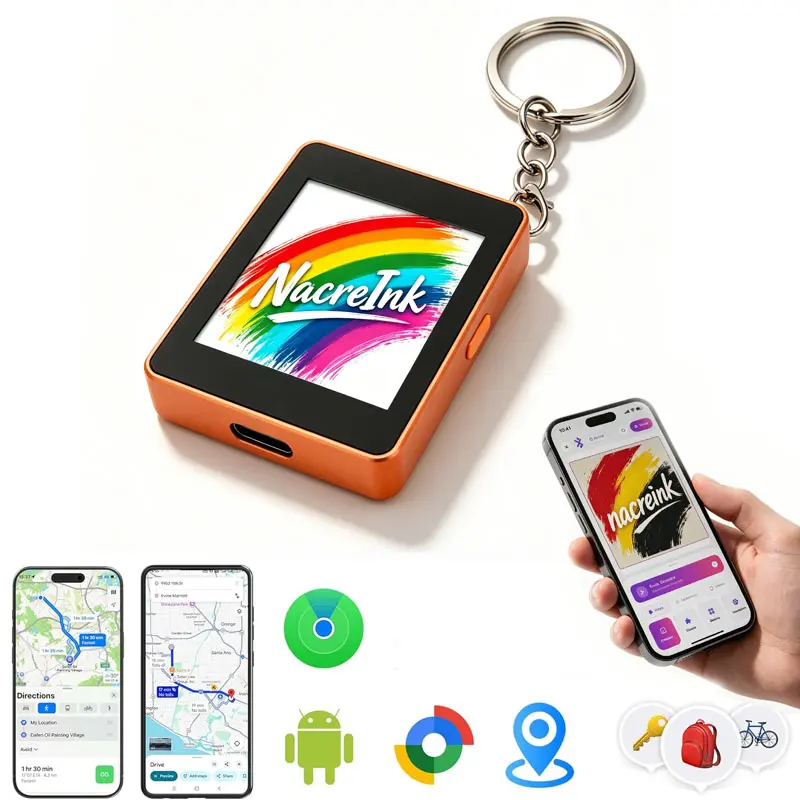 2026 intelligent photo display LTEM tracker keychain, suitable for Apple Find My and Google Find HUB, USB-C rechargeable, convenient alarm clock anti loss label discount gift
