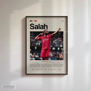 Mohamed Salah Poster, Salah Liverpool Wall Art, Liverpool Decor, The Reds Fan Gift Idea, Soccer Print Poster (UNFRAMED)