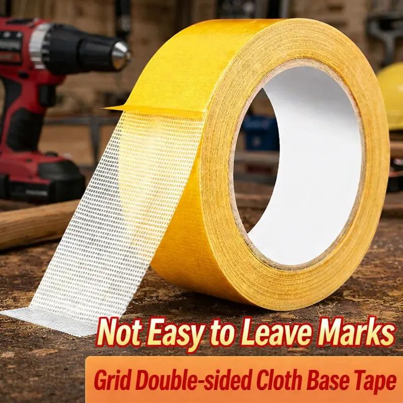 Single yellow lined double-sided tape, high viscosity seamless soft cloth adhesive tape for household industrial use, waterproof heavy-duty double-sided mesh tape, easy to tear and residue free, multi-purpose installation and fixing tape Single yellow lined double-sided tape, high viscosity seamless soft cloth adhesive tape for household industrial use, waterproof heavy-duty double-sided mesh tape, easy to tear and residue free, multi-purpose installation and fixing tape
