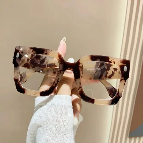 Simple Anti-blue Light Eyeglasses for Everyday Use, All Seasons Stylish Fashion Eyeglasses, Trendy Square Frames, Casual Matching Travel Accessories, Leopard Pattern Eyeglasses, Stylish Trendy Eyewear