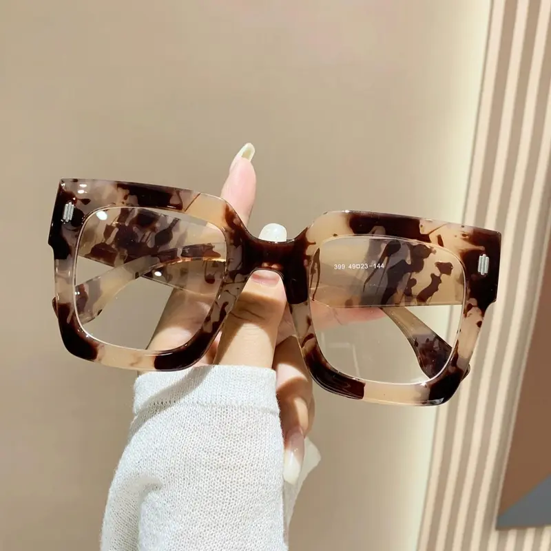 Simple Anti-blue Light Eyeglasses for Everyday Use, All Seasons Stylish Fashion Eyeglasses, Trendy Square Frames, Casual Matching Travel Accessories, Leopard Pattern Eyeglasses, Stylish Trendy Eyewear