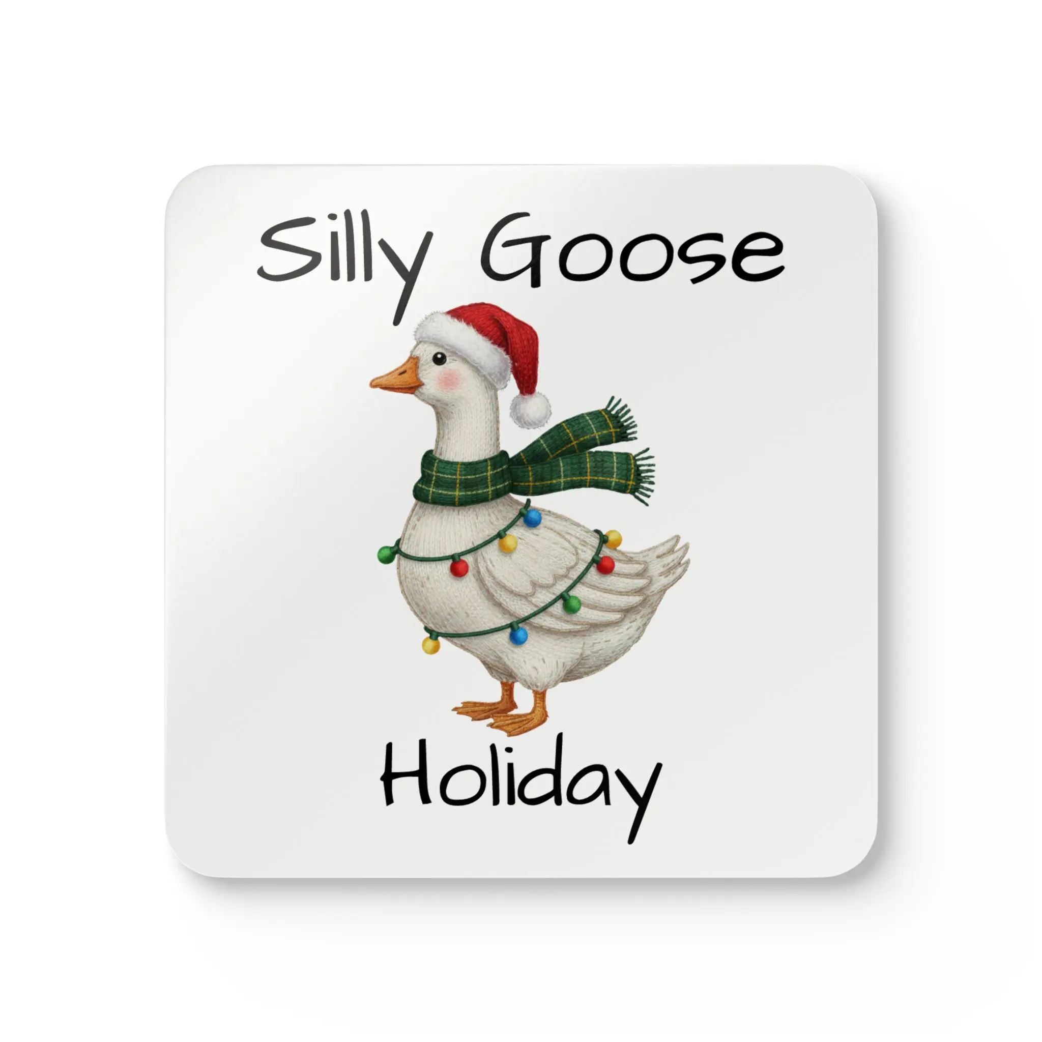 Silly Goose Holiday Coasters with Cork Bottom (Set of 4)