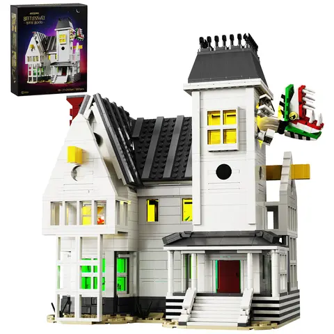 Haunted House Brick Set with LED Lights – Afterlife-Inspired Spooky Model Building Block Set for Gothic Home Decor & Halloween Gifting