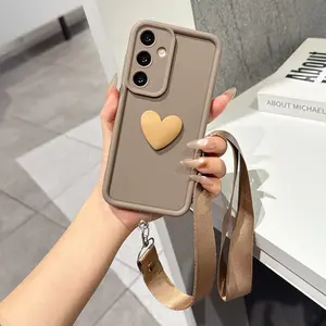 1 3D heart-shaped lanyard phone case, portable for traveling, shopping, cycling, and running, essential for Samsung S series S20/S20FE/S20U/S21/S21PLUS/S22/S22U/S23/S23U/S23PLUS/S24/S24U/S25/S25U/S26/S26+/S26U