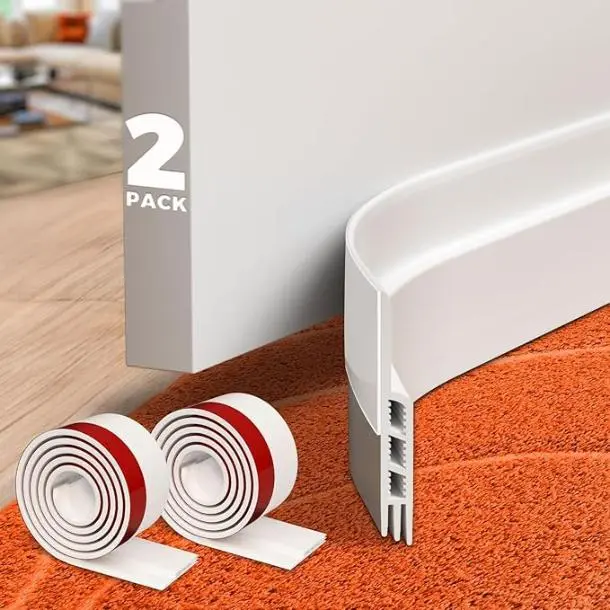 [New Deal] 2 Pack Door Draft Stopper Sheets, Rolls & Strips - Strong Adhesive, White, Ideal for Weather Stripping, Noise Reduction, and Door Blocker Insulators, Insulation