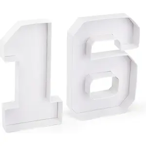 16 Set 10.2'' Fillable Cardboard Number Charcuterie Tray Paper Box for 16th Birthday Anniversary Party Decorations Chocolate Candy Cupcake Container