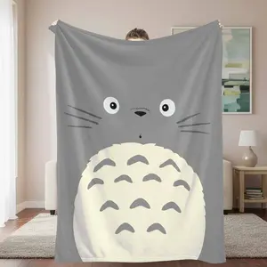 Cute Forest Monster Flannel Blanket - Anime-Style Character Graphic Breathe Snuggly Blanket, Ultra-Soft Lightweight Fabric, Ideal for Living Room Couch, Unique Gift for Family, All-Season Plush Home Decor, Anime-Style Blankets, Breathe Blankets