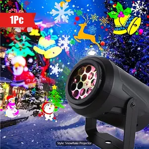 1pc Snowflake Christmas Projector, USB Powered Rotating Christmas Pattern LED Stage Lights, Outdoor Holiday Lighting Christmas Decoration, Snowflake Party Lights For Bedroom Night Light Projector For Adults Gaming Room, Home Theater, Ceiling