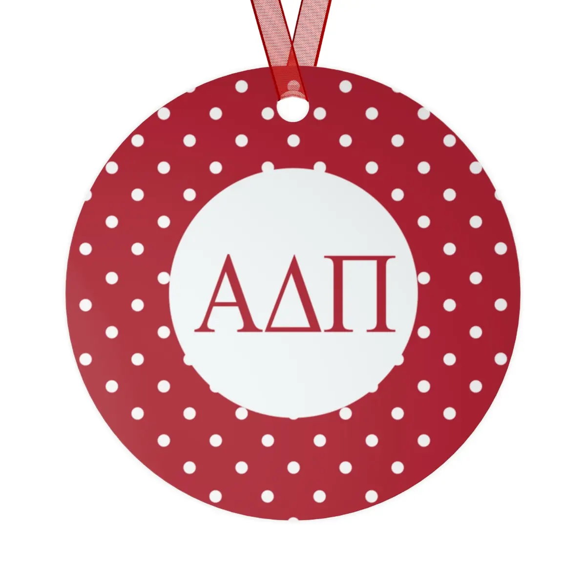 Alpha Delta Pi Red Polka Dots Christmas Ornaments