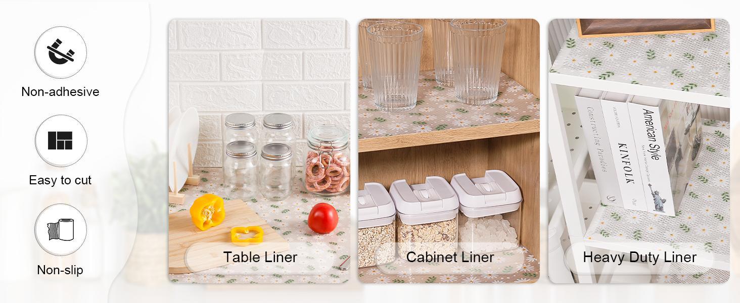[New Deal] Shelf Liner – Premium Non-Adhesive Cabinet & Drawer Liner for Kitchen – Waterproof Shelf Paper with Modern Pattern – Durable EVA Cabinet Mat – Easy to Cut, Eva Plastic, Kitchen Use