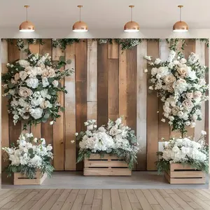 Wooden Flower Decoration, 1 Count Wedding Decoration Backdrop, Photo Props Background Cloth, Indoor & Outdoor Decoration Supplies, Banners