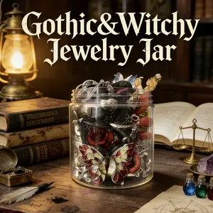 【No Earrings or No Cross】Jollyhit Soft Gothic Witch Mystery Jewelry Jar – Christmas Gifts for daughter 30pcs Costume Jewelry Rings, Necklaces, Earrings & Bracelets Set, Curated Gift,