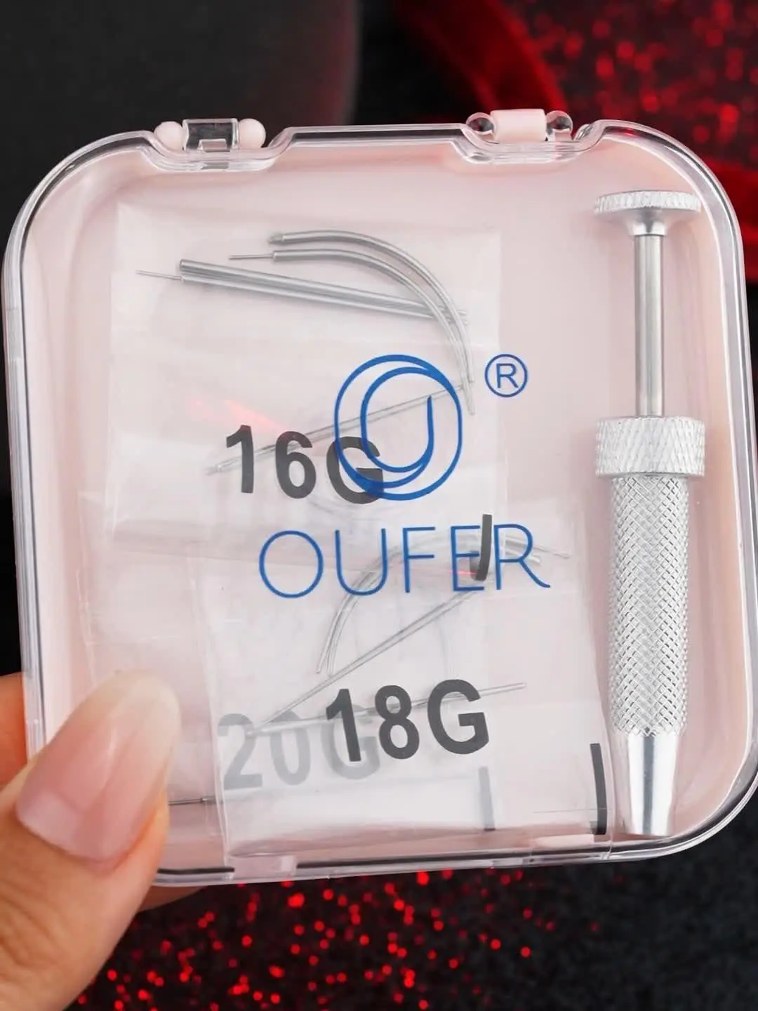 OUFER BODY JEWELRY 12-Piece Stainless Steel Body Piercing Taper Set, 16G-18G-20G Gauge Kit with Accessory Case, Body Piercings Set