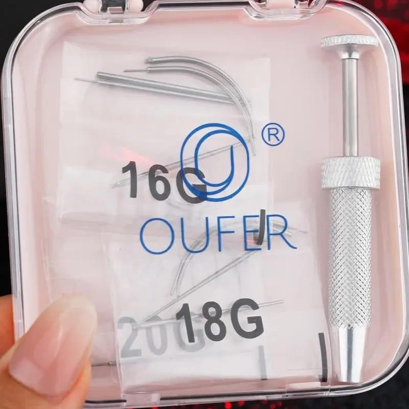OUFER Unisex Solid Multiple Gauge Stainless Steel Body Piercings Set - 12-Piece 16G-18G-20G Tapers Kit, Portable Piercing Jewelry with Accessory Case, Fashion Body Jewelry