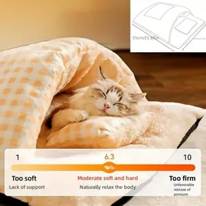 [Cozy Cat Sleeping Bag] Soft, Warm Cozy Plush Cat Sleeping Bag - Washable Indoor Pet Bed for Cats and Small Dogs | Semi-Enclosed Design for Hideaway