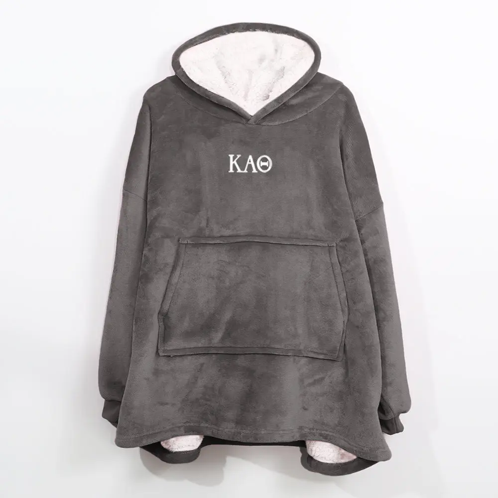 Kappa Alpha Theta Blanket Hoodie | Charcoal