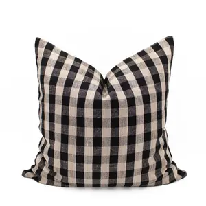 Black Buffalo Check Throw Pillow Cover - Dark Gingham Plaid Accent for Classic Home Decor