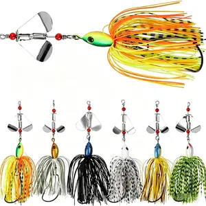 [W] 6-Pack Professional Spinnerbait Set - Metal Spinning Lures with Willow/Colorado Blades for Bass & Trout, All-Water Fishing Baits