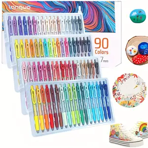 36-90 Colors Acrylic Painting Gel Pen, Retractable 0.7mm Tip, Rich Color Large Capacity Ink Pens, Art Supplies, Student Painting Supplies for Diary, Card, DIY, Coloring, Doodling