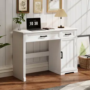 Vlsrka Vanity Desk With Mirror, Storage Drawers, And Adjustable Shelves – Makeup Table For Bedroom