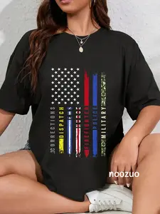 100% Cotton First Responder Hero Flag Nurse EMS Police Fire Brigade Military T-Shirt