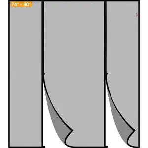 Screen Door Fit Doors 74"x80", Screen Size 76"x81"-Sided Opening Reinforced Mesh with Magnets for Door, Large Front/Back Doors