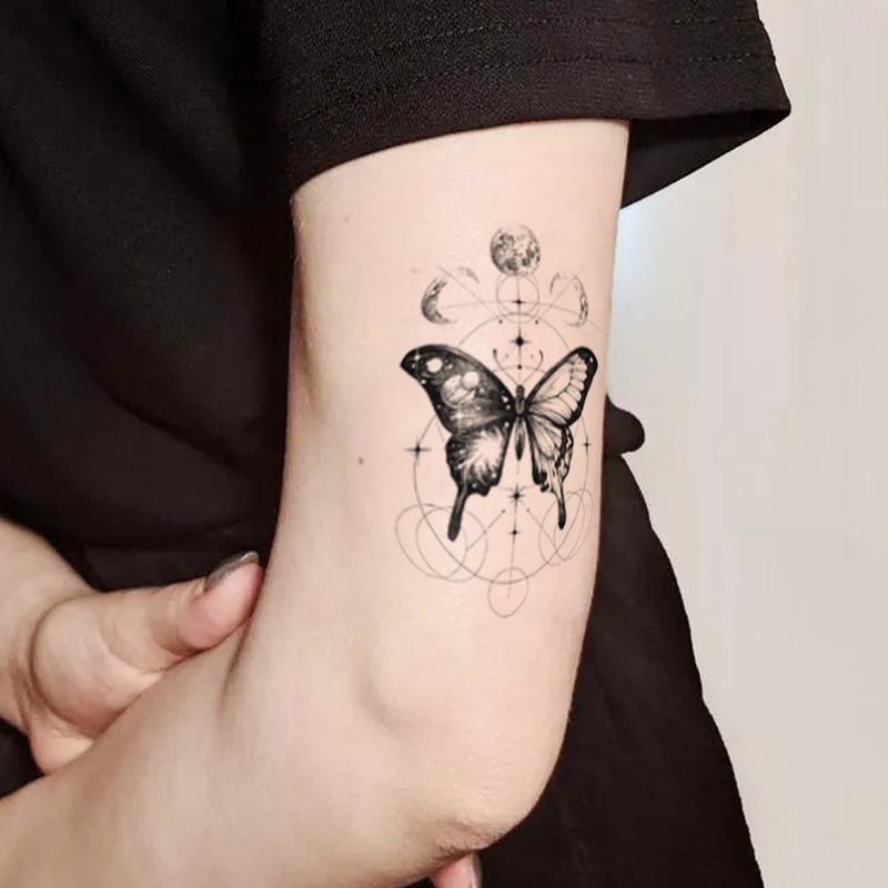 Butterfly, Moon, And Planet Waterproof Temporary Tattoo Stickers,Body Art Fake Tattoos For Men And Women, Suitable For Arms, Legs, Shoulders, And Waist,Perfect For Festivals, Parties, Gifts, Holidays, And Valentine'S Day.