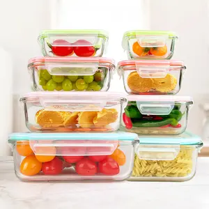 8 Pack Premium Glass Food Storage Containers - Airtight, Leak-Proof, Microwave, Oven, Freezer and Dishwasher Safe - BPA Free, Stain-Resistant, Easy-Clean Design for Meal Prep and Bento Boxes