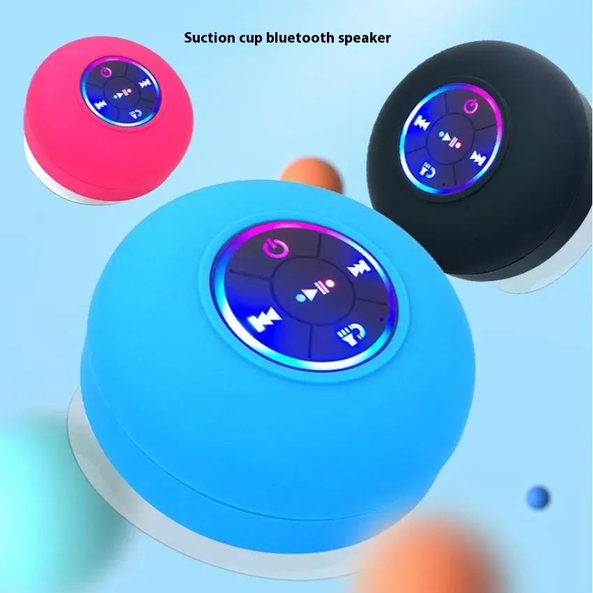 BTS07 Waterproof Bluetooth Speaker - Portable Battery Powered Compact Speaker with Large Suction Cup, Built-in LED Light, and USB Functionality, Bluetooth Speakers, Portable Speakers
