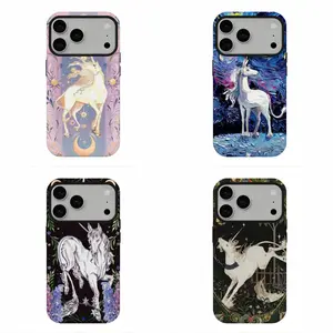 Viral Gothic Unicorn Print Phone Case, Van Gogh Style Unicorn Art Case, Whimsical Grunge Aesthetic, Compatible for iPhone 17 16 15 14 13 12 11 and for Samsung S26 S25 S24 S23 S22 S21, Perfect Holiday Gift