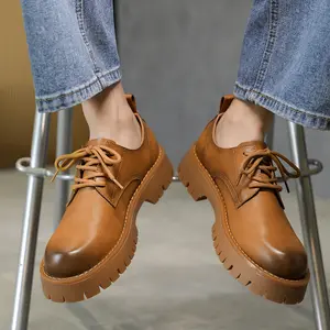 Men's Shoes British Style Thick-Soled Work Shoes Large Leather Shoes 25820