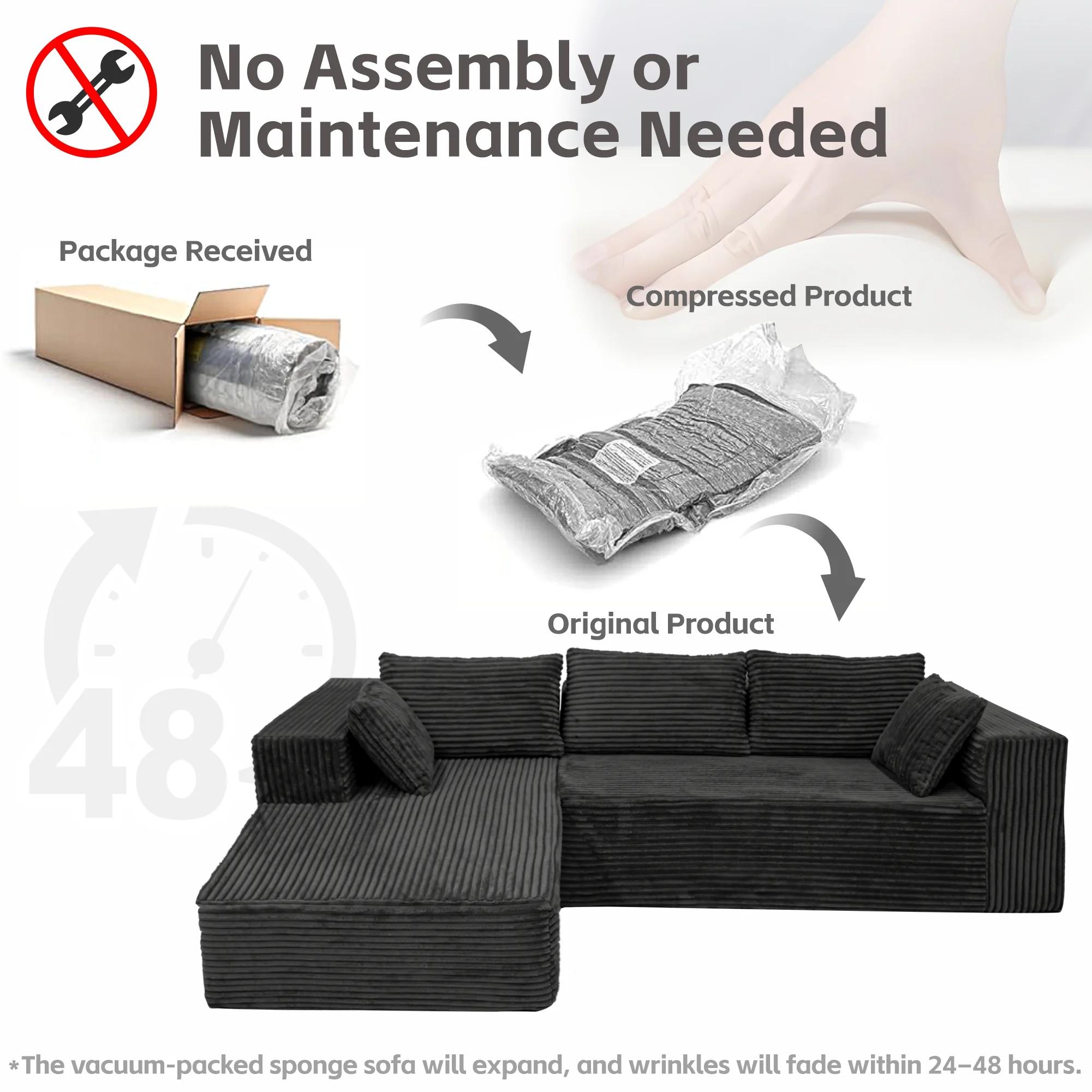 105" Modern Modular Sofa With Deep Seat, Cloud Sectional Couch With L-Shape Chaise, No Assembly Required,Suitable For Living Room,  Living Room Christmas Decoration, Living Room & Bedroom Furniture Sets, Muebles, Sofá Cama, Cama King Size, Furniture.