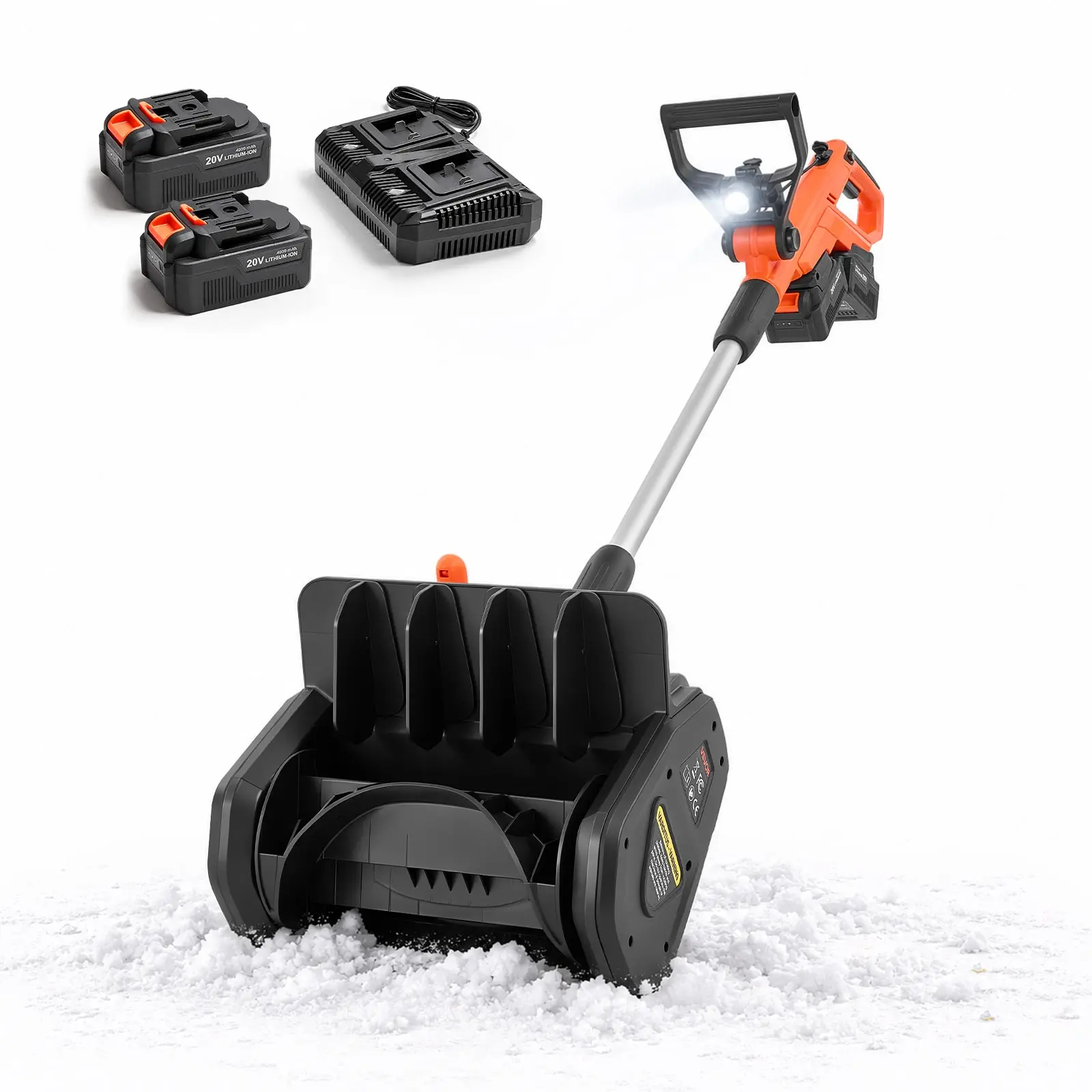 VEVOR Electric Snow Shovel 40V 13.5" Battery-Powered Cordless Snow Blower, for Driveway Patio Deck, Includes 2 x 4Ah Batteries & Charger, 20 ft Throw Distance, 60° Chute, LED Light, Adjustable Handle