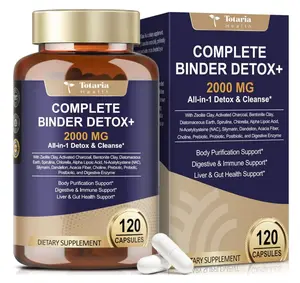 Totaria 2000MG All-in-1 Detox Binder, Activated Charcoal, Zeolite, Bentonite Clay, Alpha Lipoic Acid, 7-Layer Detox & Cleanse Supplement, Liver & Gut Support, 120 Counts