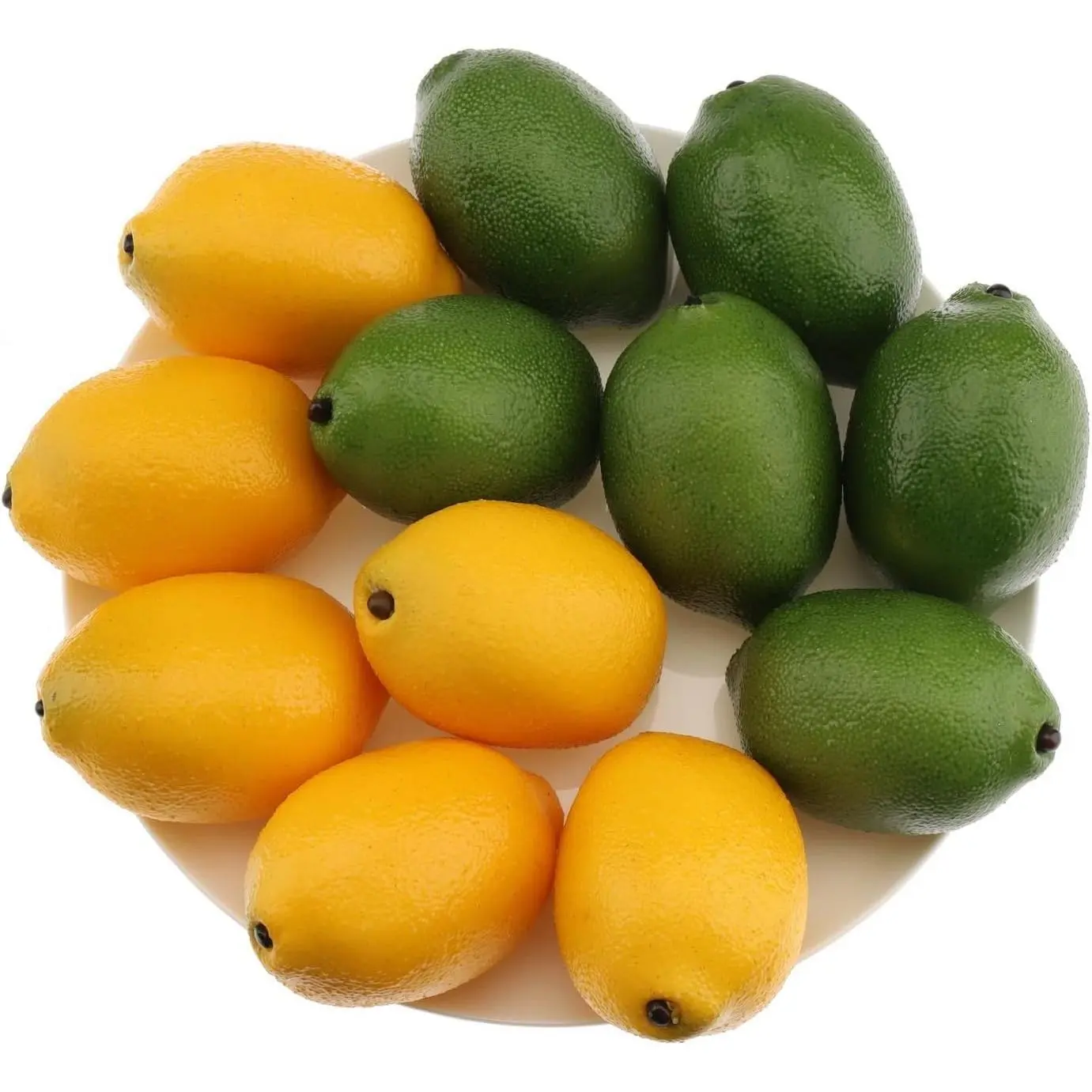 12pcs Yellow & Green Artificial Lifelike Lemons, Fake Fruit Ornaments for Home & Kitchen Cabinet Decoration