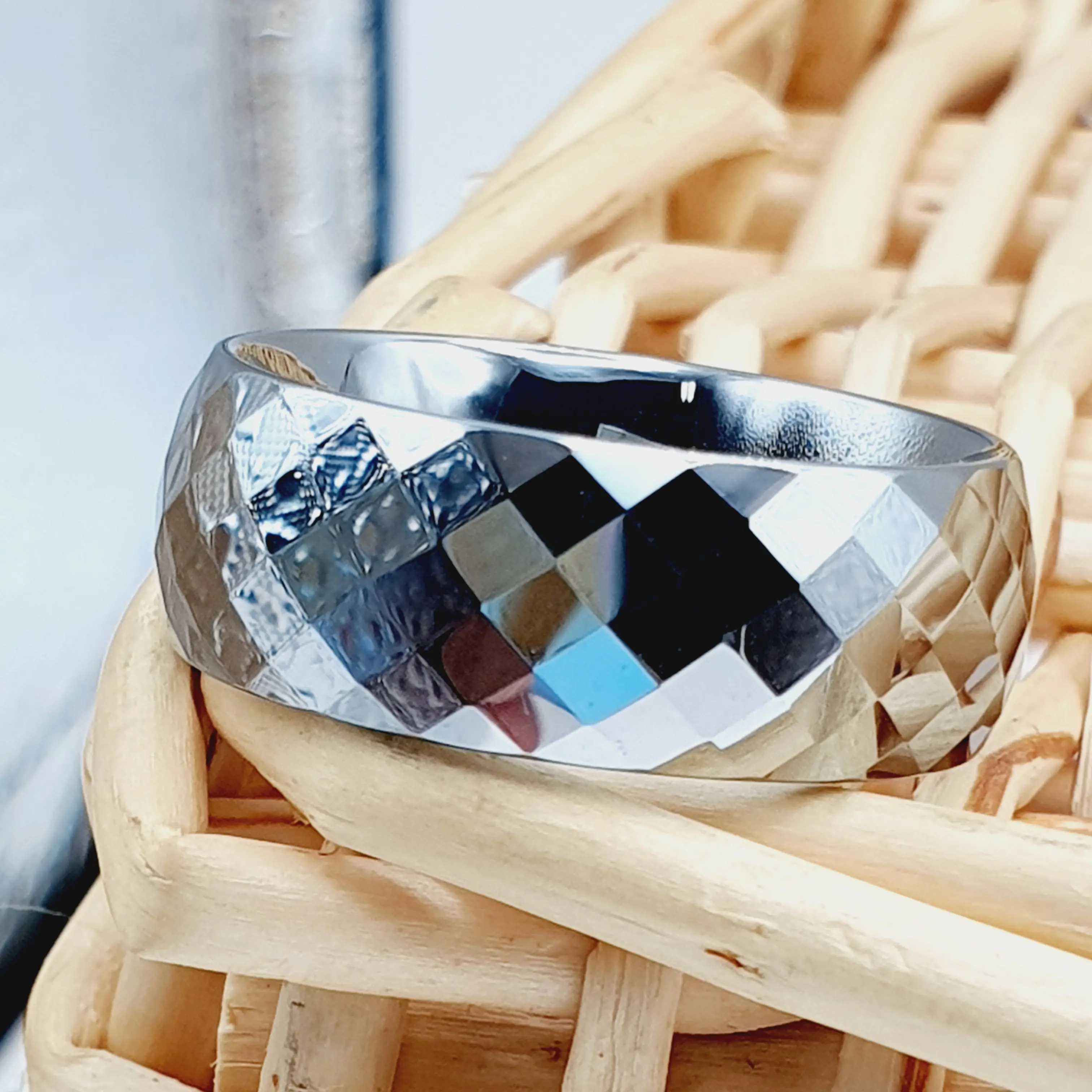Men's Tungsten Carbide Wedding Band, 8mm Wide Silver Ring with Custom - Anniversary Band for Men and Women