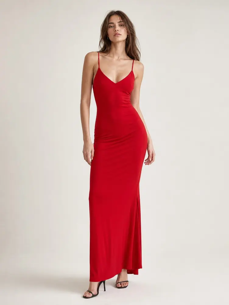 Women's Formal Backless Bodycon Floor-Length Mermaid Maxi Dress - Deep V, Cross Strap, Low Waist Pleated, Sleeveless, Hollow Back Style, Polyester Fabric, Elegant Cocktail Evening Wear, Backless Look