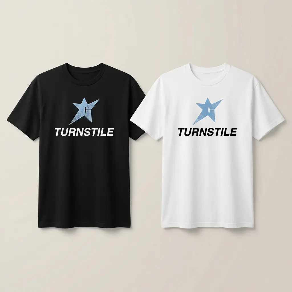 Men's Seamless Cotton Short-Sleeve T-Shirt - Casual Classic Turnstile Star Logo Graphic Tops, Menswear Garment