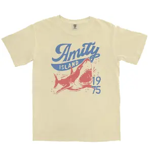 Vintage Horror Movie Graphic Comfort Colors T-Shirt, Retro Shark Scare Generation Amity Island Tee, 1975 Cinephile Fan Gift