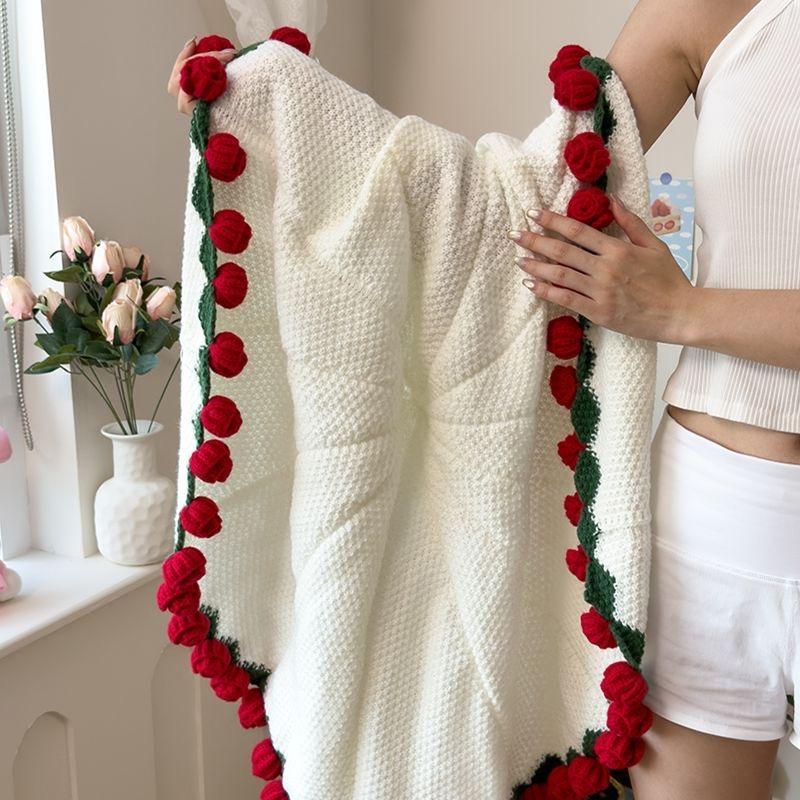 【Valentine's Day】Rose hand-woven blanket, pure handmade blanket, can be turned into a bouquet of roses blanket,a gift for the object, mother, elders, a special gift