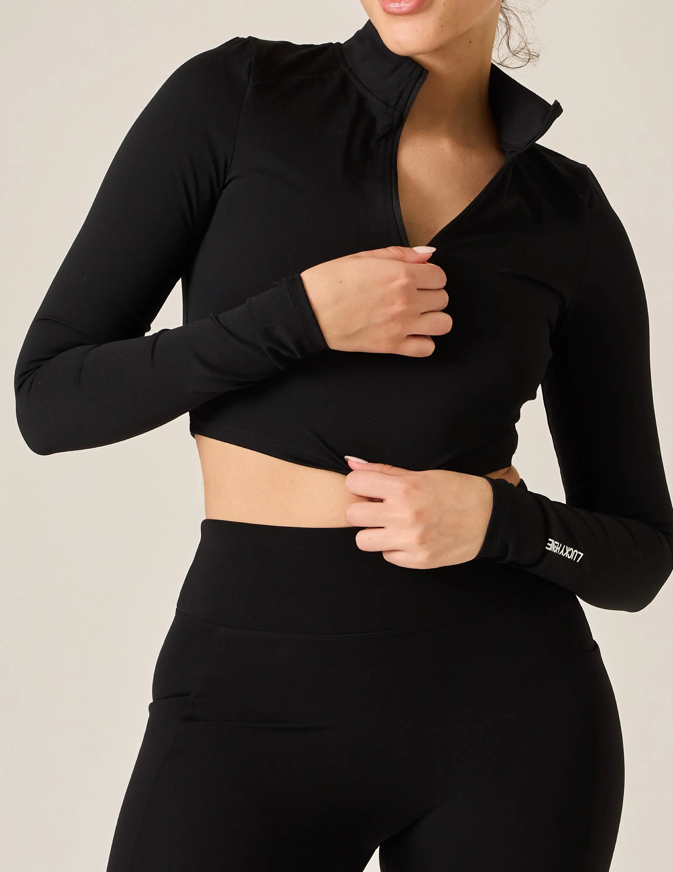 Luxe Compression 3/4 Zip Crop