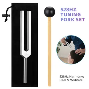 POGOLAB Tuning Fork 528Hz with Percussion Hammer Mallet & Storage Pouch Sound Therapy Instrument for Chakra/Yoga/Meditation