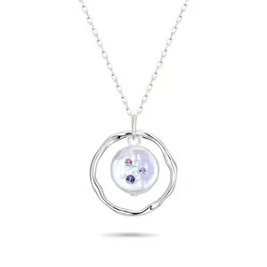 DW Baroque Pearl Necklace White Gold  plated Bronze
