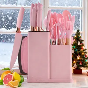 Knife Set, XBJ 19-piece Kitchen Knife Set, Chef's Choice, Sharp Knife Set, with Universal Knife Holder, Rust-Proof Kitchen Knife Set, Ergonomic Design (Black)