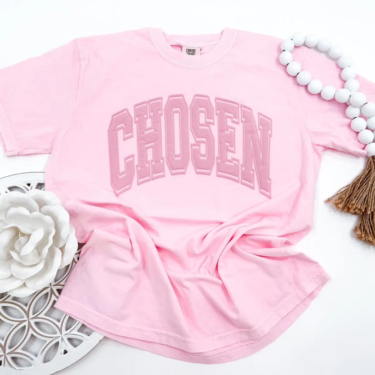 Comfort Colors Brand 3D Puff Print Chosen Tee for Women Relaxed Fit Crewneck by On Cloud Faith