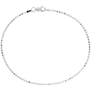 Sterling Silver Diamond Cut Bead Ball 2.2mm Necklace Chain Dog Tag Shiny