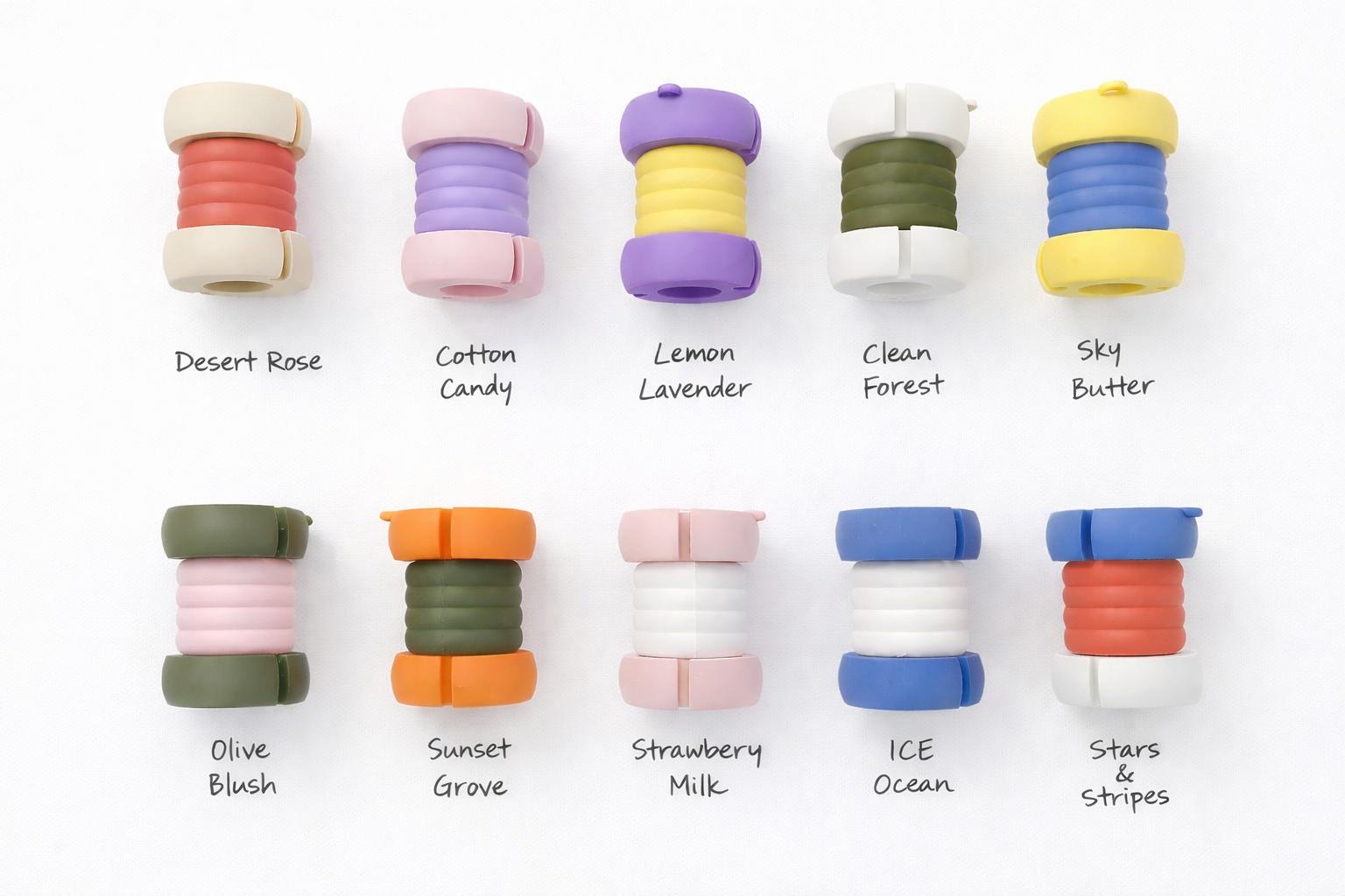 Cable Coil Key Ring - Desert Rose, Cotton Candy, Lemon Lavender, Clean Forest, Olive Blush, Sunset Grove, Strawberry Milk, Sky Butter, Olive Blush, Strawberry Milk, ICE Ocean, Stars & Stripes
