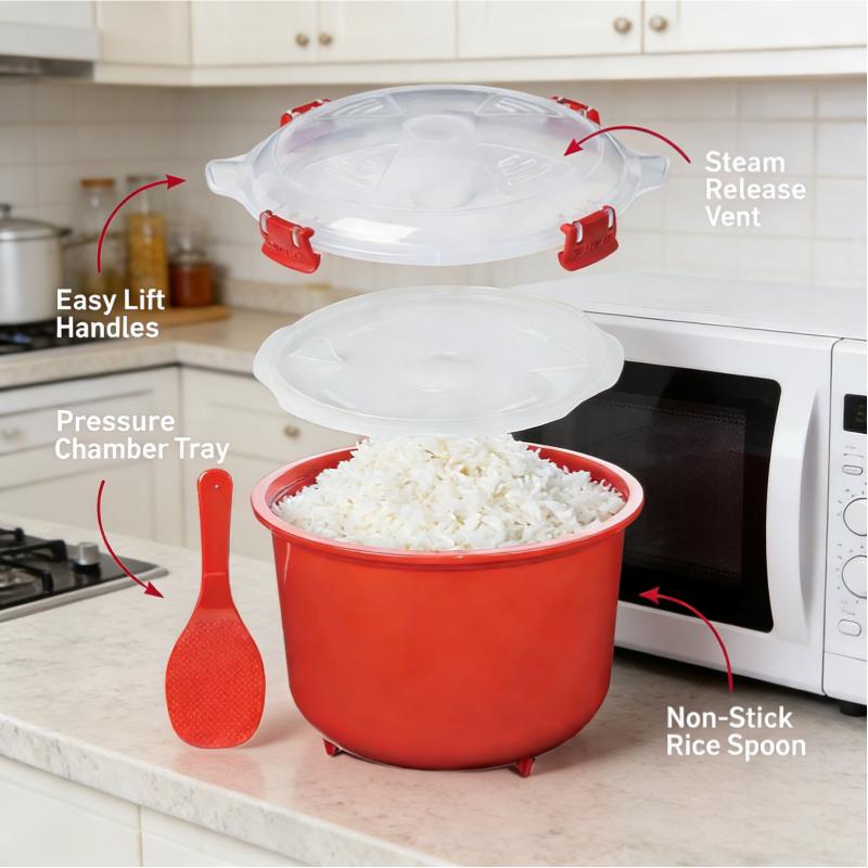 Microwave Rice Cooker & Round Microwave Food Container Set | 2.6L, 915ml | Food Storage Containers with Steam-Release Vents | BPA-Free | 2 Pack Microwave Rice Cooker & Round Microwave Food Container Set | 2.6L, 915ml | Food Storage Containers with Steam-Release Vents | BPA-Free | 2 Pack